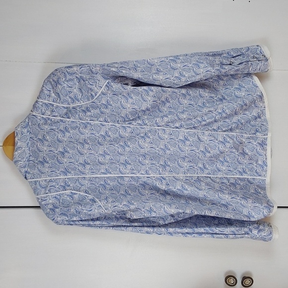 Platini- Mens Roper Western Shirt Blue & White Paisley Snap Button Down Sz.XL - Picture 6 of 11